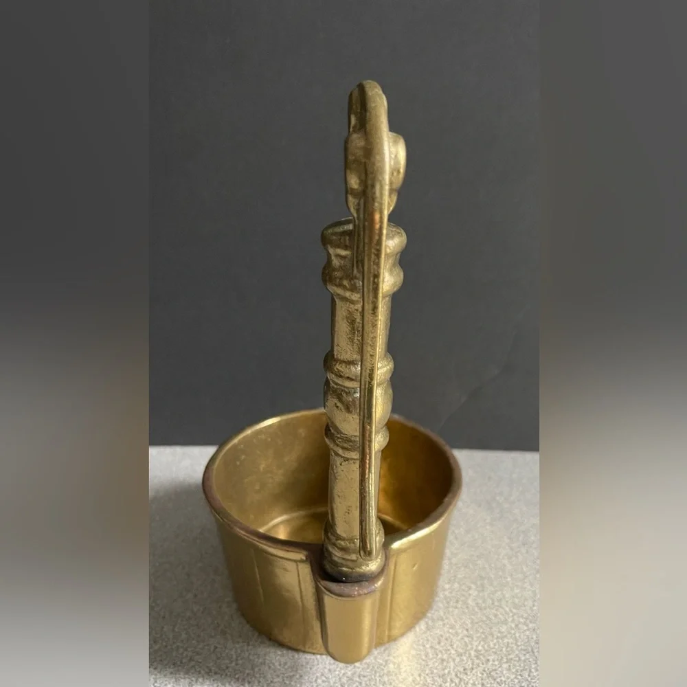 Vintage Solid Brass Water Pump & Barrel Planter 2pc - Picture 2 of 15